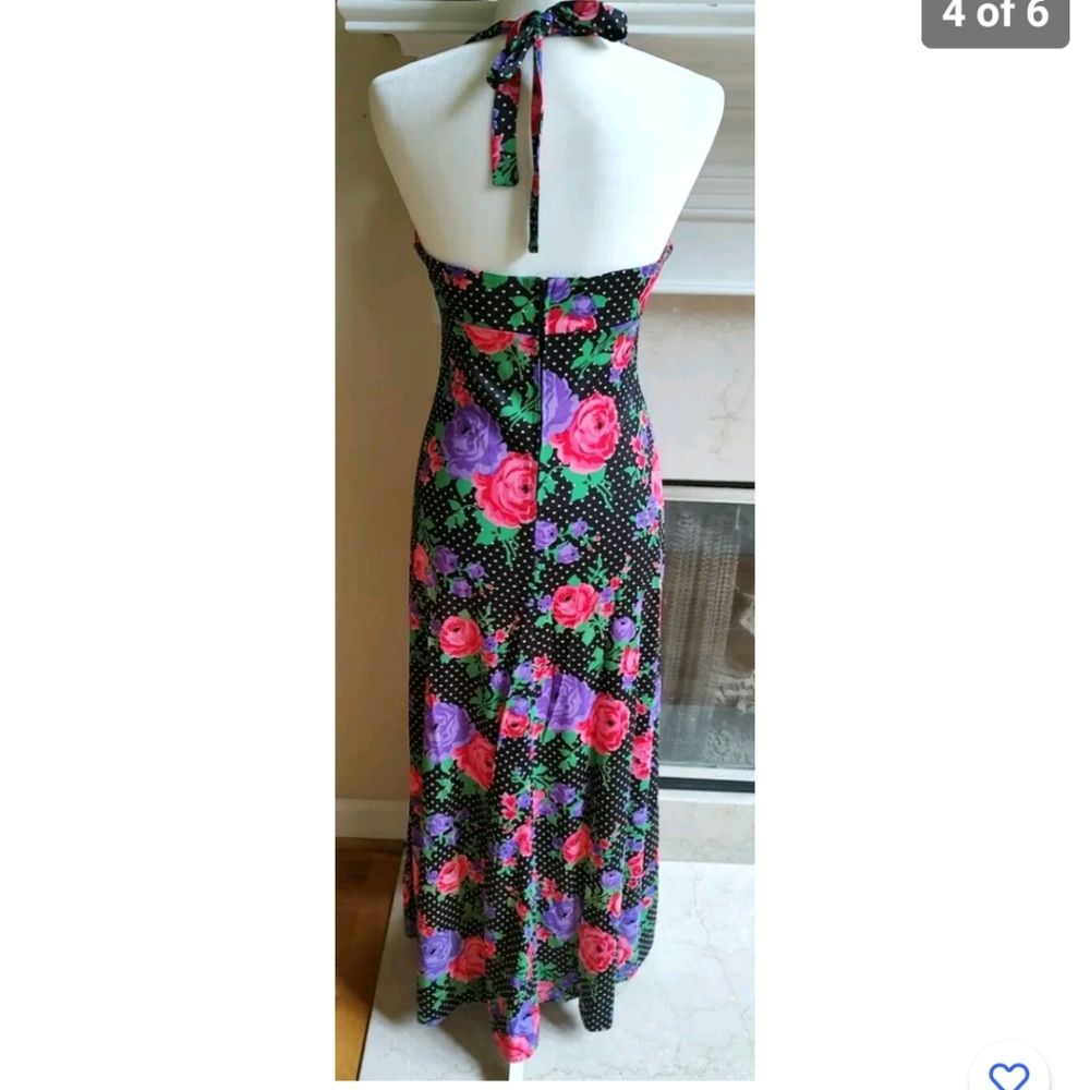 Vintage 70s Corky Craig Black Polkadot Halter Dre… - image 2